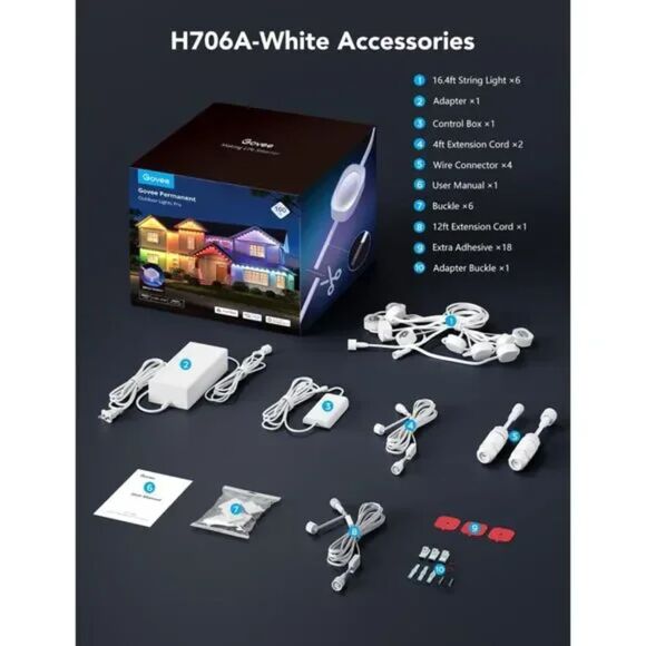 Govee H706A Permanent Outdoor Lights Pro, 100ft (1823) - Picture 7 of 7